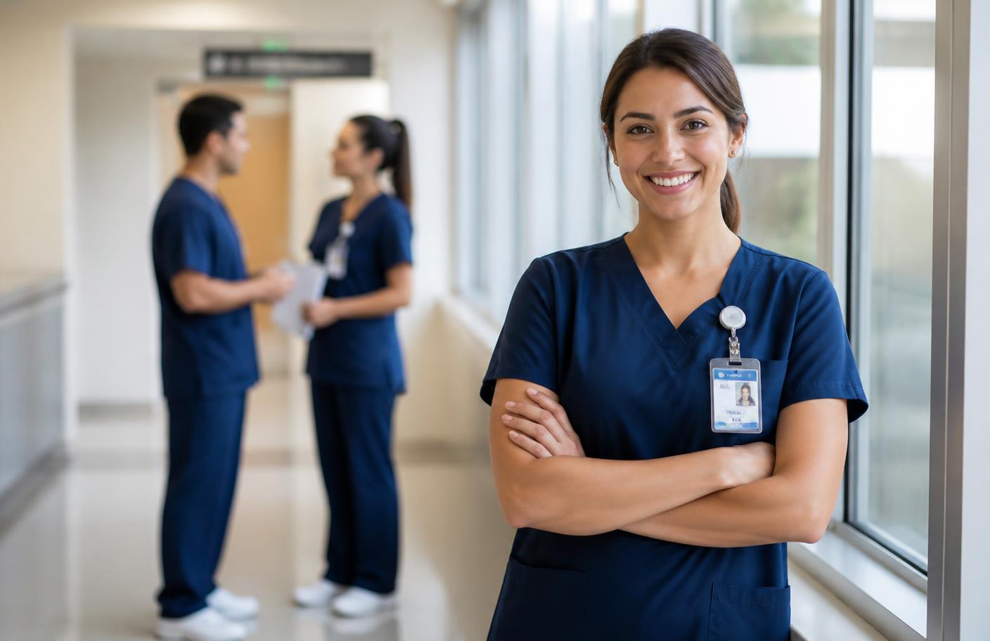 Pflegekraft von M&M Medical im Klinikflur